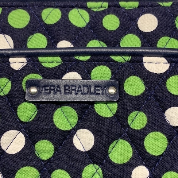Vera Bradley Quilted Crossbody Bag Purse Navy with Polka Dots Adjustable Strap - Picture 7 of 13